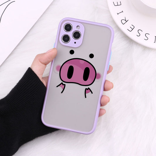 Compatible with Apple , Cartoon Transparent Phone Case Matte Shockproof Back Cover